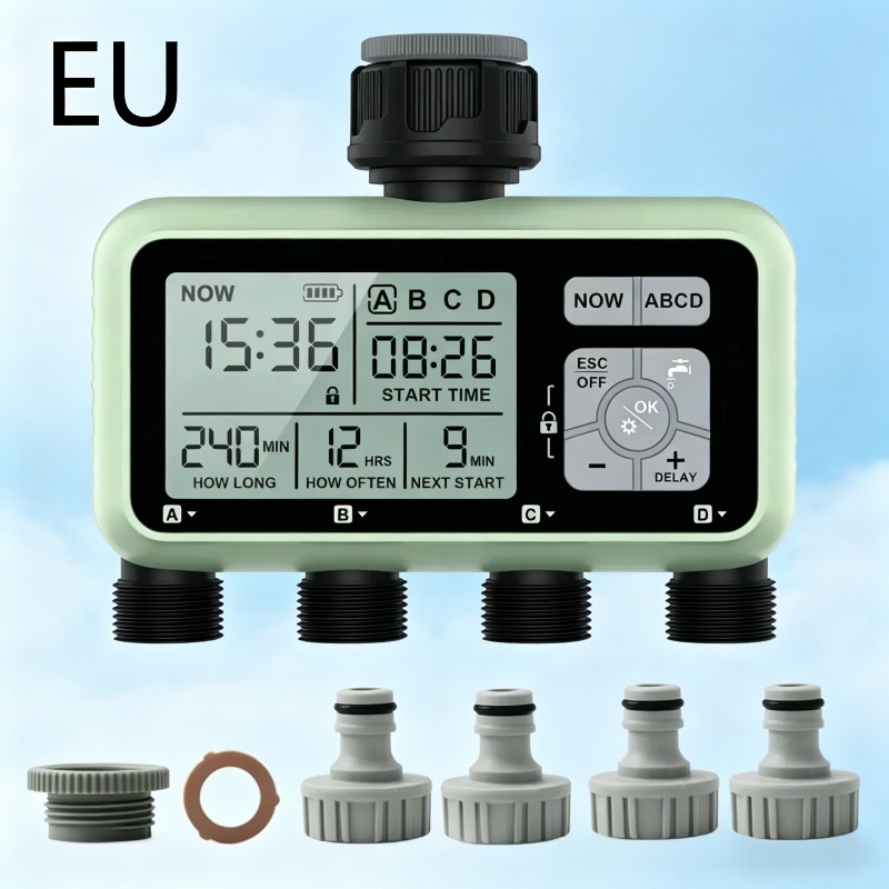 Smart Garden Irrigation System - Digital Garden Watering Timer 4 Outlets